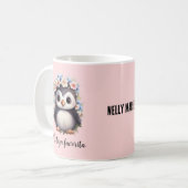 Mug Pingouins Bilingue Mi Taza Favorita Espagnol Rose (Devant gauche)