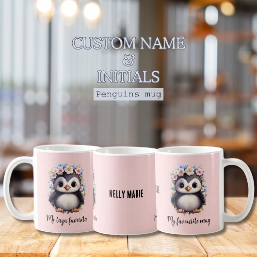 Mug Pingouins Bilingue Mi Taza Favorita Espagnol Rose