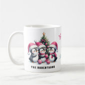 Mug Pingouins mignons en rose Chapeaux de Père Noël en (Gauche)