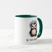 Mug Pingouins vert personnalisé Texte bilingue (Devant droit)