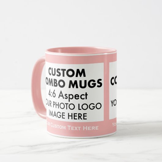 Mug Pink 4:6 Landscape 2 x Photo Frame Custom Combo (Devant gauche)