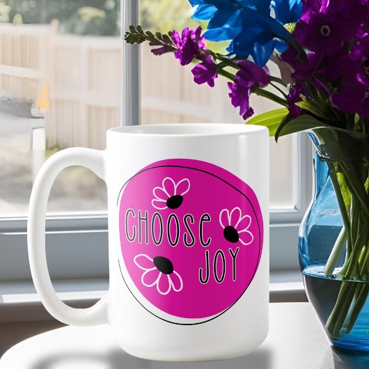 Mug Pink and Black Modern Inspirational Choisissez Joy