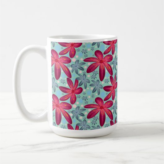 Mug Pink and Blue Floral Seamless Pattern (Gauche)