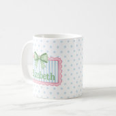 Mug Pink and Blue Frame With Green Gingham Bow (Devant gauche)