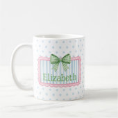 Mug Pink and Blue Frame With Green Gingham Bow (Gauche)