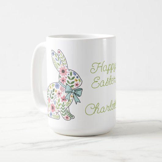 Mug Pink and Blue Wildflower Easter Rabbits (Devant gauche)