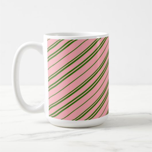 Mug Pink and Green Candy Cane Stripes (Gauche)