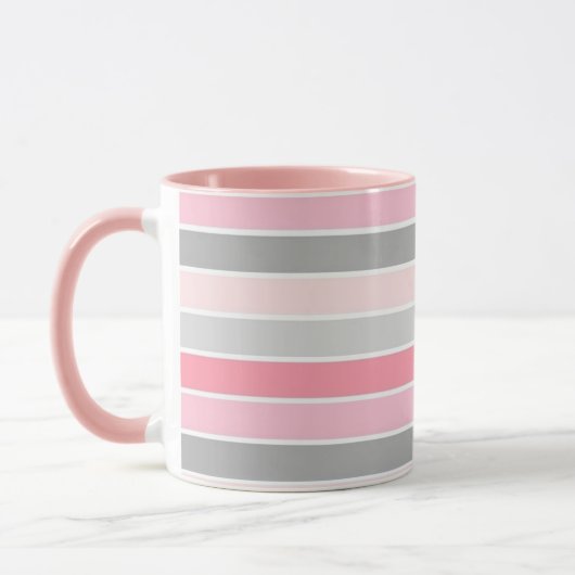 Mug Pink and Grey Stripes (Gauche)