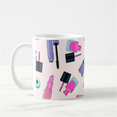 Mug Pink and Purple Make Up Cosmetics Pattern (Gauche)