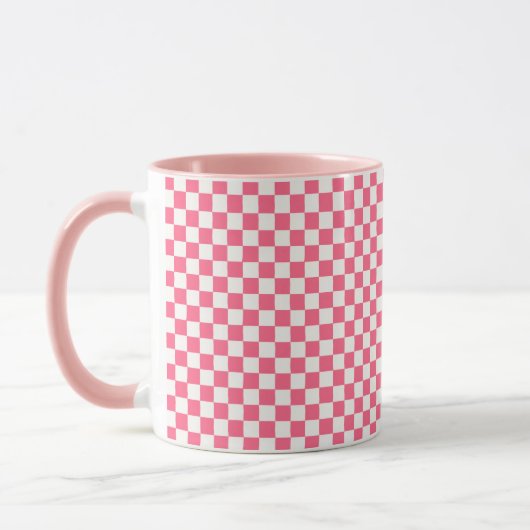 Mug Pink and White Checkered Pattern  (Gauche)