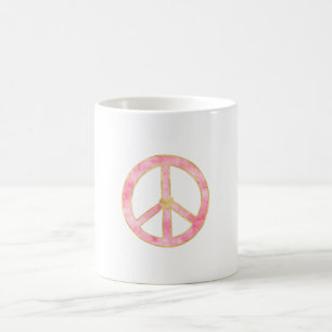 Mug Pink Aquarelle or Paix Signal Coeur