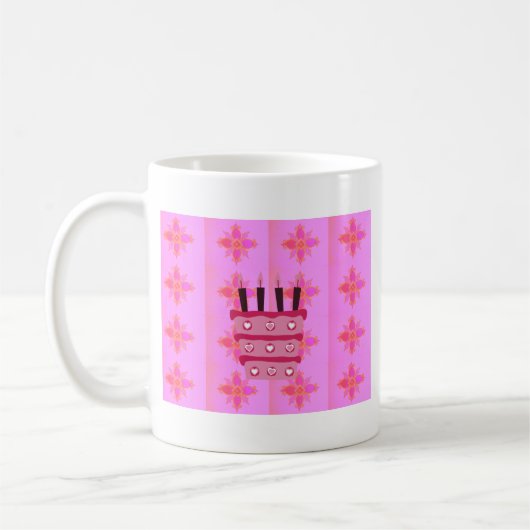 Mug Pink Bird Cake Art Imprimer (Gauche)