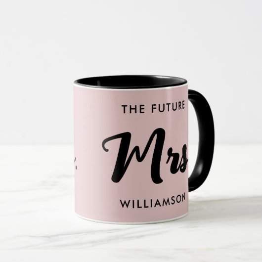Mug Pink Black Future Mme Nom Se Marier (Devant droit)