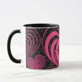 Mug Pink Black Glam Abstract Heart Monogram Initials (Gauche)