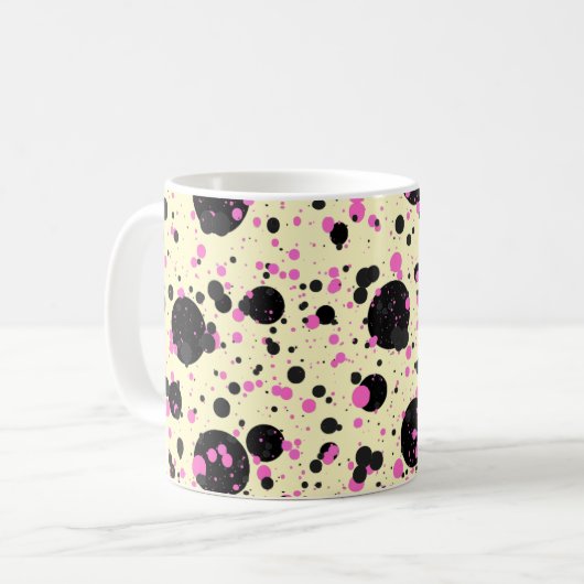 Mug Pink & Black Polka Dot Glam Pattern (Devant gauche)