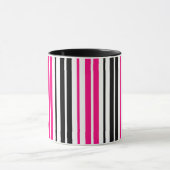 Mug Pink Black White Stripes Pattern Design  (Centre)