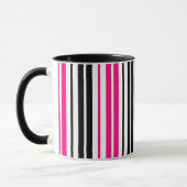 Mug Pink Black White Stripes Pattern Design  (Gauche)
