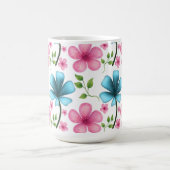 Mug Pink & Blue Floral Seamless Pattern (Centre)