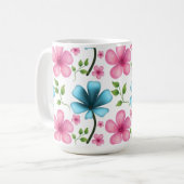Mug Pink & Blue Floral Seamless Pattern (Devant gauche)