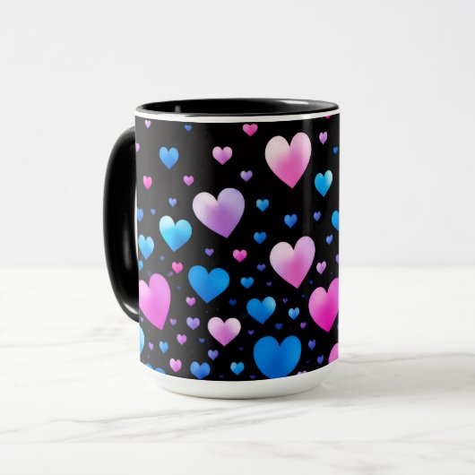 Mug Pink & Blue Glowing Hearts (Devant gauche)