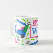 Mug Pink Blue Green Golf Preppy Initial (Devant gauche)