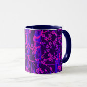 Mug PINK BLUE SAKURA FLEURS Modèle Floral japonais (Devant droit)