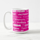 Mug Pink Book Genres Motif Bookworm (Gauche)
