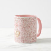Mug Pink Bow Glitter Love Heart Necklace   (Devant droit)