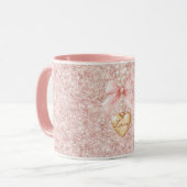Mug Pink Bow Glitter Love Heart Necklace   (Devant gauche)