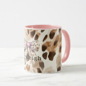 Mug Pink Bow Heart Leopard (Devant droit)