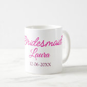 Mug PINK BOW minimalajouter nom bridesmaid année cadea (Devant droit)