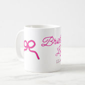 Mug PINK BOW minimalajouter nom bridesmaid année cadea (Devant gauche)