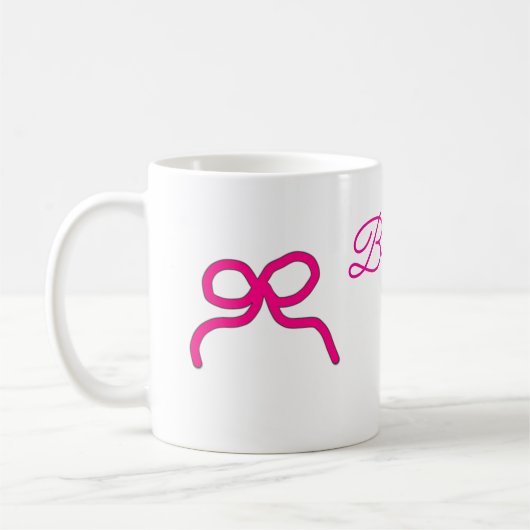 Mug PINK BOW minimalajouter nom bridesmaid année cadea (Gauche)