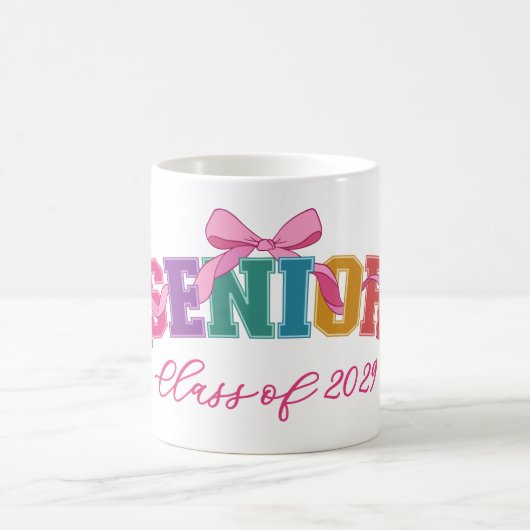 Mug Pink Bow Varsity Letter Senior Class of Year (Centre)