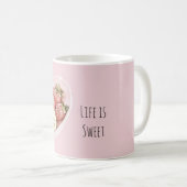 Mug Pink Bowl of Fruit: strawberries & bananas (Devant droit)