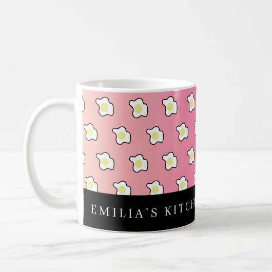 Mug Pink Breakfast Fried Eggs Name (Gauche)