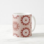 Mug Pink Burgundy Floral Mandala Pattern Monogram (Devant droit)