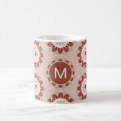 Mug Pink Burgundy Floral Mandala Pattern Monogram (Centre)
