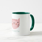 Mug Pink Cat Cute Nom personnalisé (Devant droit)