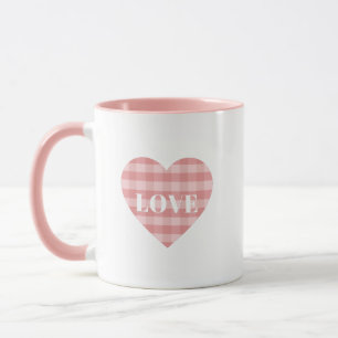 Mug Pink Check Love Print