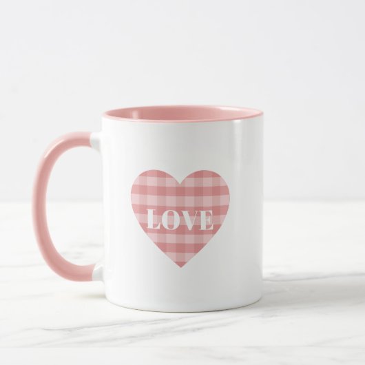 Mug Pink Check Love Print (Gauche)