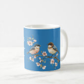 Mug Pink Cherry Blossom Flowers Joy Blue Birds (Devant droit)