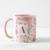 Mug Pink cherry blossom monogram (Gauche)