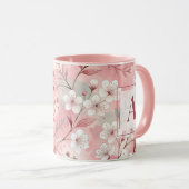 Mug Pink cherry blossom monogram (Devant droit)