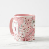 Mug Pink cherry blossom monogram (Devant gauche)
