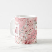 Mug Pink cherry blossom monogram (Devant gauche)