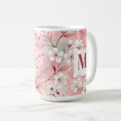 Mug Pink cherry blossom monogram (Devant droit)