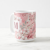 Mug Pink cherry blossom monogram (Devant gauche)