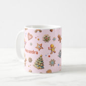 Mug Pink Christmas Fun mignon Gingpain Nom Personnalis (Devant gauche)