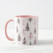 Mug Pink Christmas Trees Monogram (Gauche)